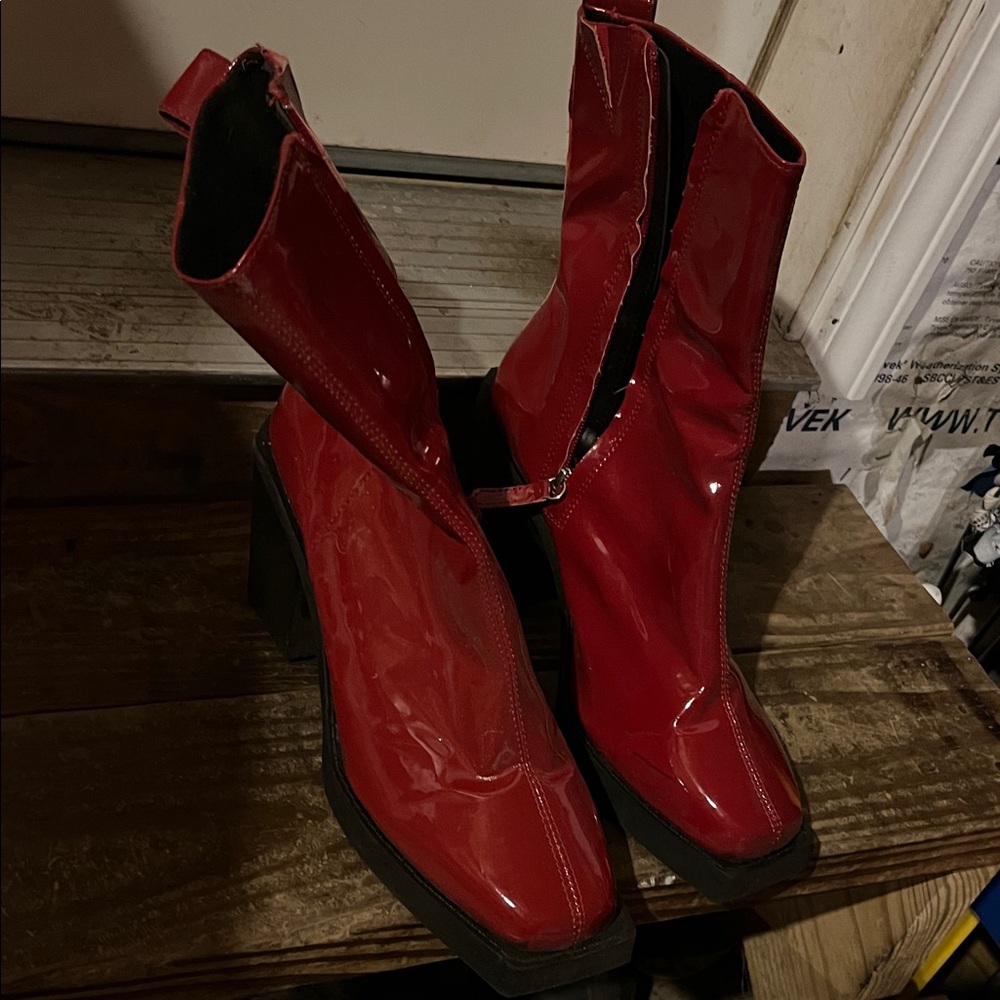 Red Patent Leather Women's Boots